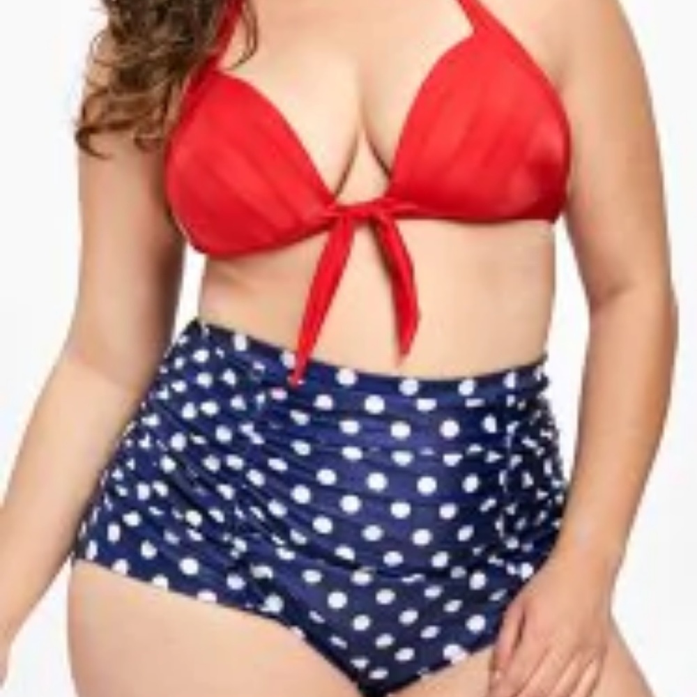 Plus Size Polka Dot Full Figured Voluptuous Bikin